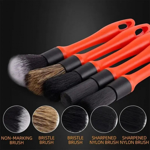 5 Pcs Mixed-Bristle Auto Detailing Brush Set